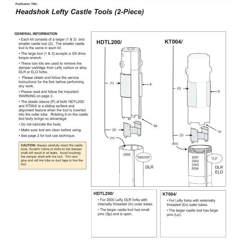 Cannondale Headshok Lefty Fork Small Castle Kidney Tool For 2000 - 2004
